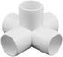 2 Inch Tee PVC Fitting, 5 Way Elbow Connector for Furniture Grade 90 Degree Side Outlet, Pack of 4