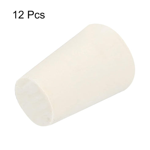 MECCANIXITY Rubber Tapered Plug, 11mm to 15mm Solid Test Tubes Bungs Stopper, White, 12 Pieces for Lab Home