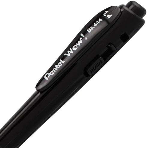 Pentel Wow! 12 Pack Retractable Super Smooth Ballpoint Pen, 1.4mm Bold Line, Triangular Barrel, Black Ink