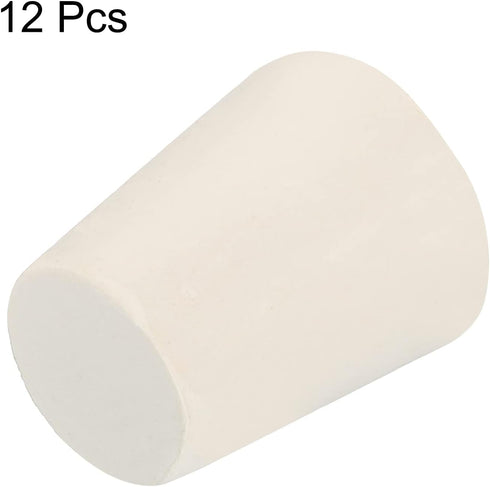 MECCANIXITY Rubber Tapered Plug, 17mm to 23mm Solid Test Tubes Bungs Stopper White for Lab Home, 12 Pieces