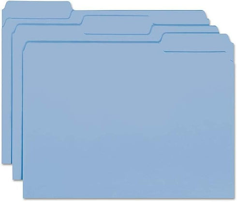 Smead Interior File Folder, Letter Size, 1/3-Cut Tab, Blue, 100 per Box (10239)