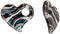 www.Beadingsupplys.com Ripple Sand Design Blue Base Fancy Heart Lampwork Glass Pendant 49x42mm