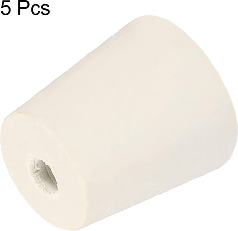 MECCANIXITY Rubber Tapered Plug 22mm to 28mm with 8mm Hole for Test Tubes, White, 5 Pieces