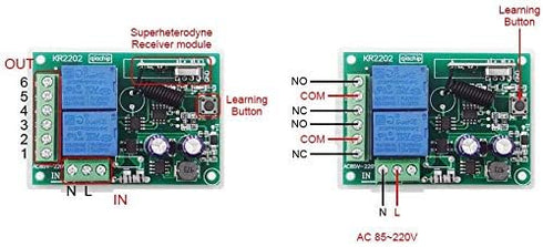 110V 120V 220V 2-Channel 433MHz 4 (KR2202) QIACHIP Wireless RF Remote Control Relay Switch Universal Receiver with pcs