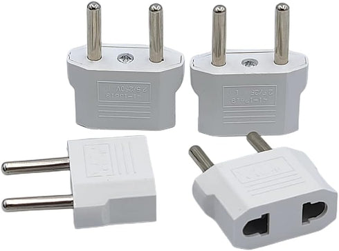 European Travel Plug Adapter, USA to European Plug Adapters for Germany, France, Iceland, Spain, Greece, 4-Pack White