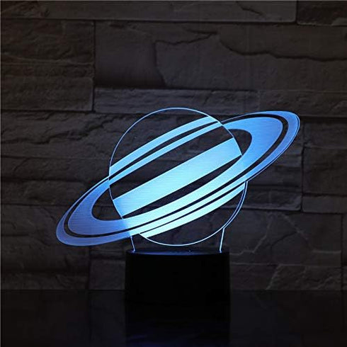 MOUDOAUER 3D 7 Planet Saturn Acrylic Night Light Color Change LED Desk Lamp Touch Decor US
