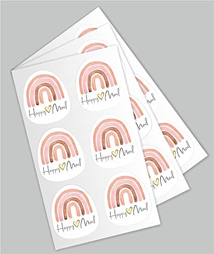 Easykart Happy Mail Gold Foil Boho Rainbow Stickers | 2 Inch, 500 pcs Decorative Envelope Sealing for Small Business