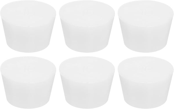 MECCANIXITY 6 Pieces Silicone Rubber Tapered Plug, 42mm to 53mm Solid Test Tubes Bungs Stopper White Translucent