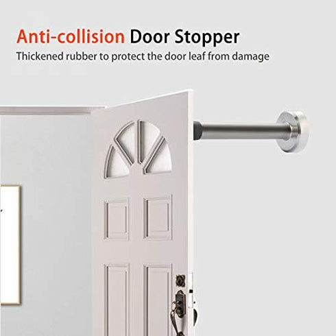 Door Stopper 6 Inch Extra Long Stainless Steel Wall Protector with Sound Dampening Rubber Bumper Tip