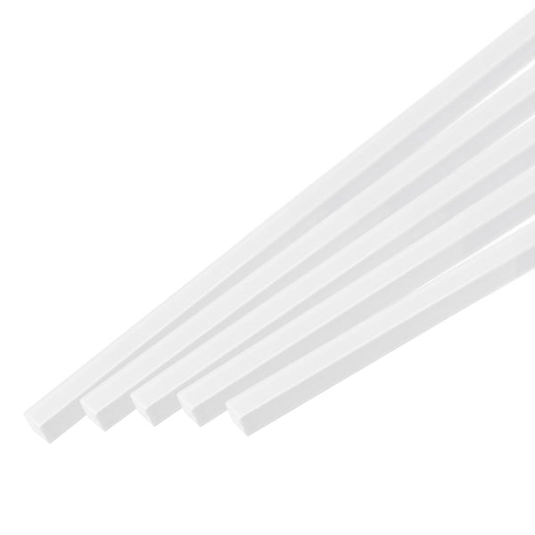 MECCANIXITY 5Pcs White ABS Plastic Rod Square Solid Bar 1/16" x 20" for Handwork Model Material, DIY Sand Table,