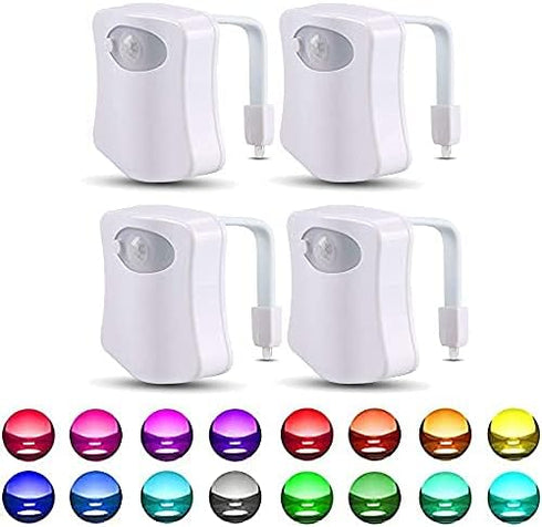 BSASHF 4 Pack Color Changing Toilet Night Light Motion Sensor Led Toilet Motion