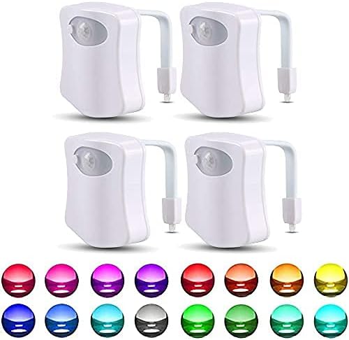 BSASHF 4 Pack Color Changing Toilet Night Light Motion Sensor Led Toilet Motion