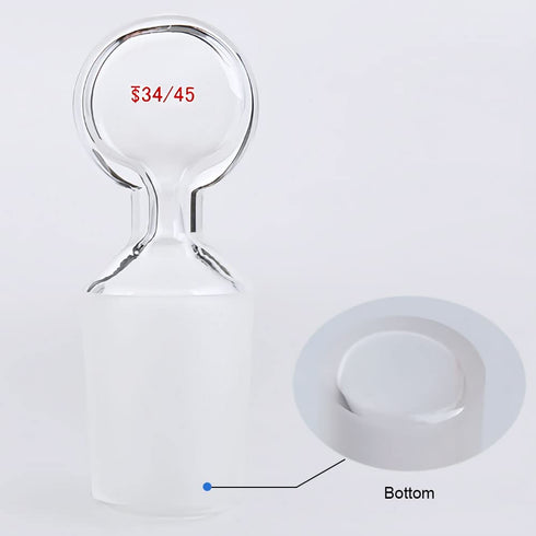Glass Penny Head Hollow Stopper - Borosilicate Glass for 34/45 Outer Joint, Closed Bottom (5 Pcs)