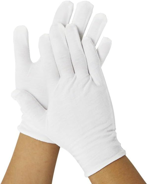 12 Pairs White Cotton Gloves - 7.5" Medium Size for Film, Coins, CD/DVD Handling