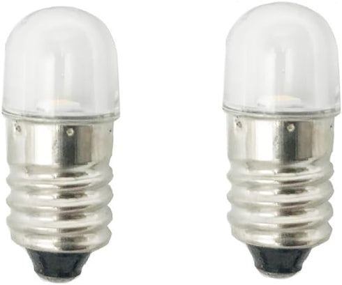 10pcs E10 LED Bulbs, 12V Cool White Miniature Screw LED Lamps, 0.5Watts, 65Lm, 12 Volt