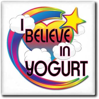 3dRose 12 Inch I Believe in Yogurt Cute Believer Design Ceramic Tile