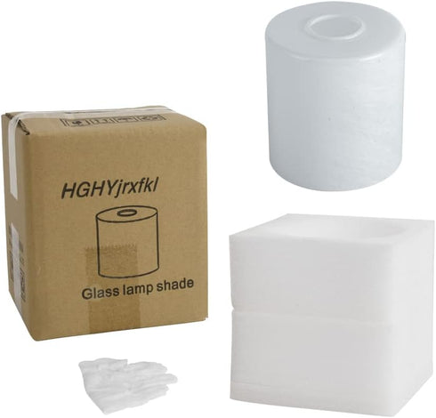 HGHYjrxfkl 1 Pack 1-5/8-inch Alabaster White Glass Lamp Shade, Cylinder Glass Lamp Shade Replacement with Fitter
