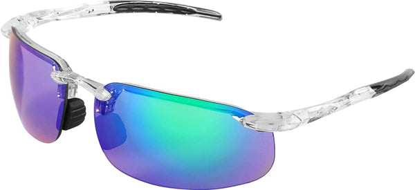 Bullhead Safety Swordfish Safety Glasses, Anti Fog Lenses, ANSI Z87+, Green Mirror Lenses