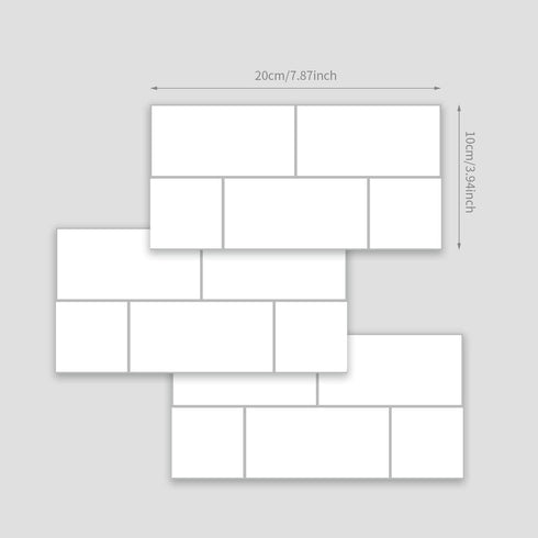 White Vinyl Wall Tile Transfers Brick Sticker for Home Decor, 27Pcs, 8x4Inch/20x10CM, Peel&Stick Self-Adhesive