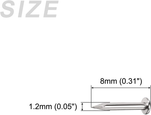 Small Nails (1.2x10mm) 500pcs, Carbon Steel Tiny Hardware Nails - for Household Woodworking, Silver Tone