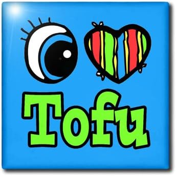 3dRose 12 Inch Bright Eye Heart I Love Tofu Ceramic Tile