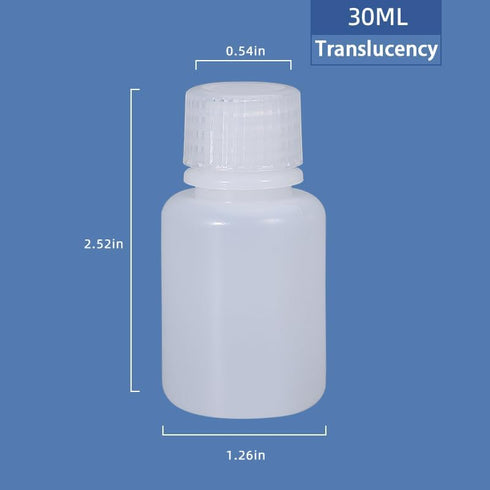 30ml/5 Pcs HDPE Narrow Mouth Round Container, Leak Proof Plastic Lab Chemical Reagent Bottles, Water Sample Bottles (Translucence,1 oz) by ASEVAT
