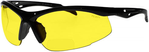 Bifocal Safety Glasses - Safety Glasses with Readers, Polycarbonate Lenses, ANSI Z87+, Yellow, 3.00