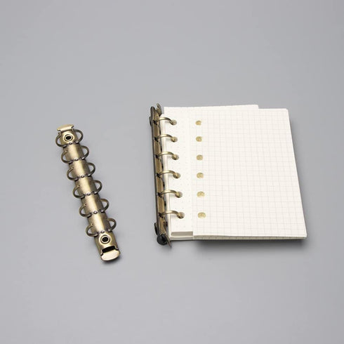 NatSumeBasics 2pcs A7 Binder Rings, Bronze Metallic Replacement for 6 Rings with Snap Split Hinged for Loose Leaf