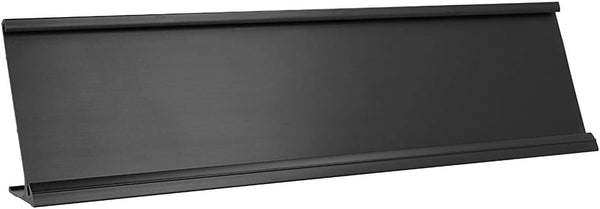 ExcelMark 2" x 8" Aluminum Name Plate Holder for Desk, Office Business Door Sign Holder, Black