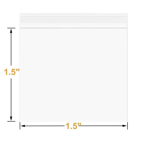 200 Pcs 1.5" x 1.5" Heavy Duty Clear Reclosable Zip Poly Lock Bags, Durable Seal Resealable Zipper Bags