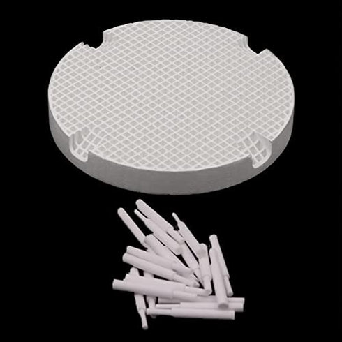 2pcs Dental Lab Honeycomb Firing Trays, Circle Plate Hold Rack & 20pcs Zirconia Ceramic Pins