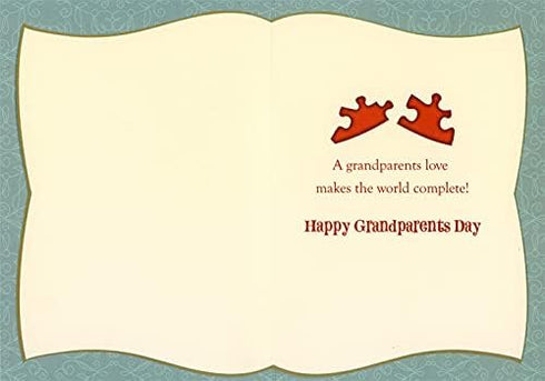 Grandparent's Day Card with Unfinished Red Heart Jigsaw Puzzle Design