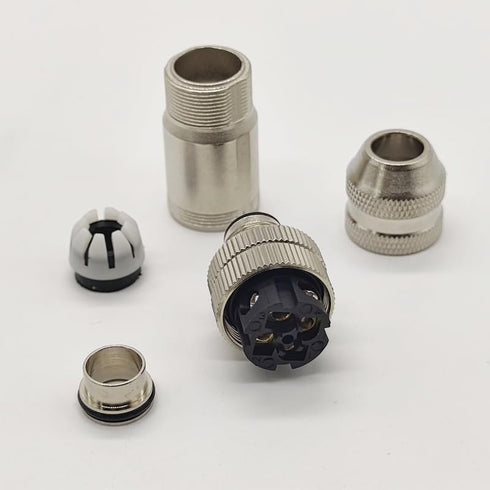2Pcs M12 4 Pin Male Connector, D Code Straight Type Adapter for PG7/PG9 Cable IP67 Waterproof Shielding