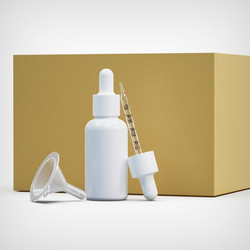 Pack of 12 (1oz) Empty Glass Dropper Bottles, White Coated with Funnels, 30ml Eye Dropper Bottles for Essential Oils,