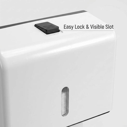 2 Pack QWORK Wall Mount Paper Towel Dispenser Tri-Fold Holder with Lock for Bathroom, Kitchen & Office