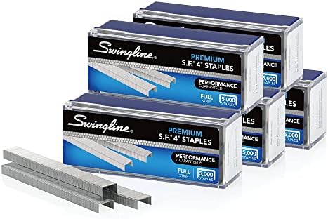 Swingline Staples, S.F. 4, Premium, 1/4" Length, 210/Strip, 5000/Box, 5 Pack (35481), Silver by Swingline