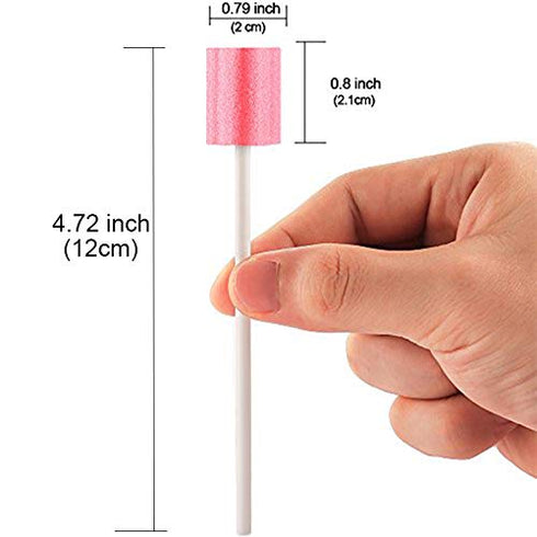 50 Disposable Oral Care Swabs, Unflavored Sterile Sponge Dental Swabsticks (Pink)