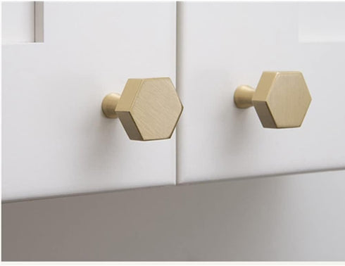 WenRan Closet 28mm (4) Pure Brass Color Scandinavian Gold Hexagonal Cabinet Shoes Wine Bedside Table Drawer Door Long