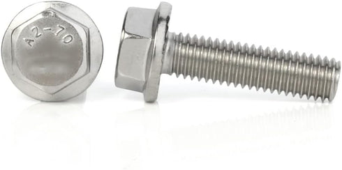 M6 x 8mm 10mm 12mm 16mm 20mm Flanged Hex Head Bolts - Stainless Steel 18-8 (304), DIN 6921, Quantity 25