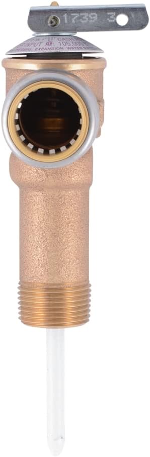 SharkBite NCLX-5LX Temperature and Pressure Relief Valve, Push to Connect Brass Plumbing Fittings