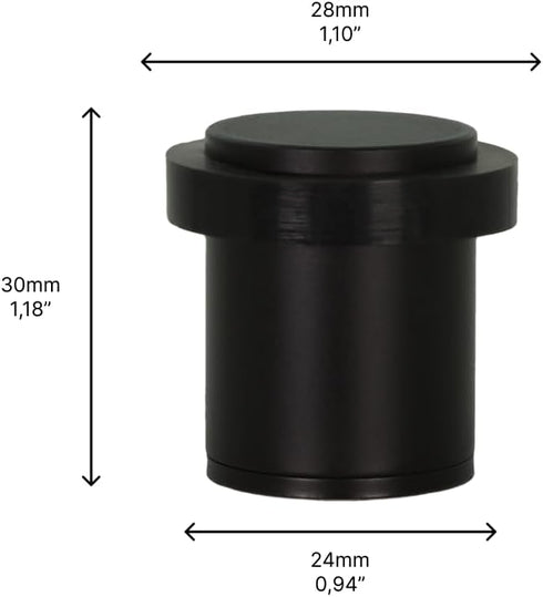 EVI Pack of 2 Door Stoppers | Black Stainless Steel Stopper - Screw Fastening with Black Rubber Protector