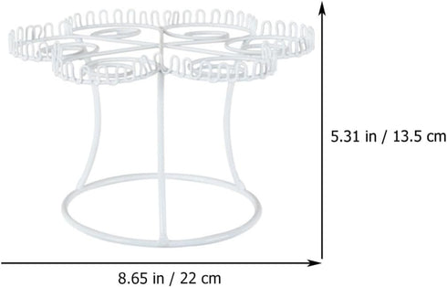 6-Slot Metal Ice Cream Cone Holder Rack for Desserts - Display Stand in White