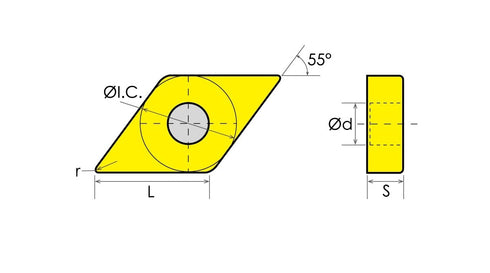HHIP 6000-9443 XAB749 DNMG-443-PM 55 Diamond Rake Insert, 1/2" IC