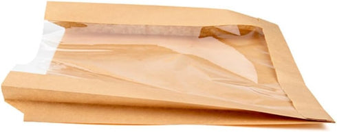 Gusset Packaging 9 1 5/8 11 7/8 100 Pack KBB4 ClearBags Natural Kraft Paper Bread Bag with Full Length Window