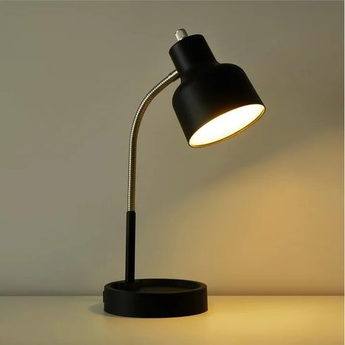 Generic 17" LED Catch-All Base & AC Outlet Adjustable Flexible Desk Lamp (Black)