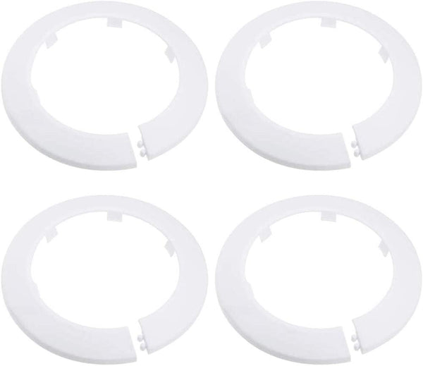 Wall Flange Cover Collars – 4 Pieces Plastic Radiator Pipe Collars for Water Pipe Drain Line Decoration