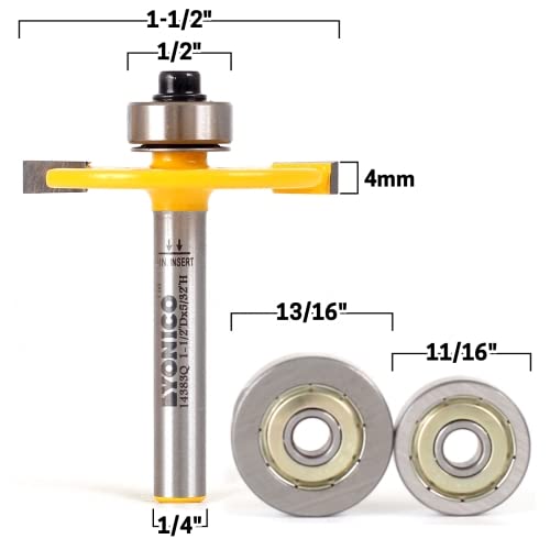 YONICO Biscuit Cutter Joint Slot Router Bit & Bearing Set, 1/4-Inch Shank 14383q