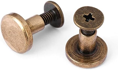 20pcs Metal Rivet Flat Head Copper Brass Screws Nuts Nails for Leather Accessories (8mm)