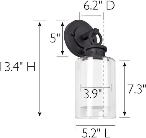 589010-BLK 1-Light Dimmable Design House Hansen Modern Contemporary Indoor/Outdoor Wall Light with Open Bottom Frosted