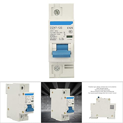 YWBL-WH Circuit Breaker DZ47-125 1P Current 30mA Leakage Air Switch, 0.1S 7.5KA (125A)